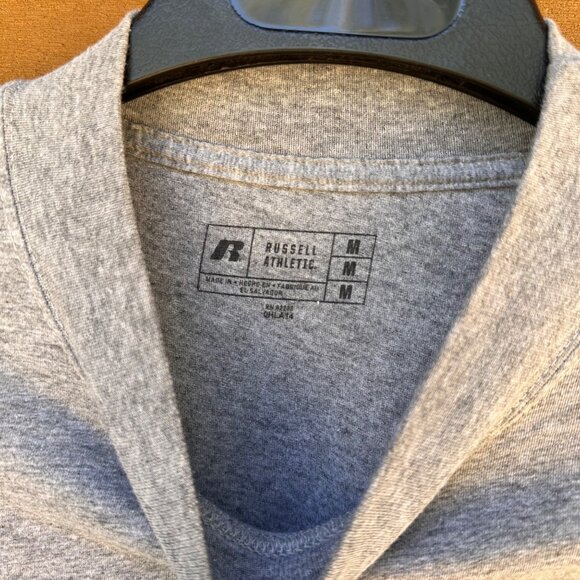 Russell Athletic Gray Long Sleeve Mock Neck Shirt Mens Medium 52% Cotton 48% Pol - Picture 4 of 7